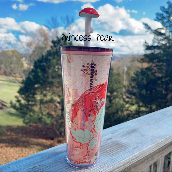 Starbucks Other - Starbucks 2022 Holiday Pink Enchanted Forest Mushroom Straw Topper Tumbler